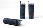 Generation X Stainless Steel Tumbler, 20 oz, Navy Blue with Text Design