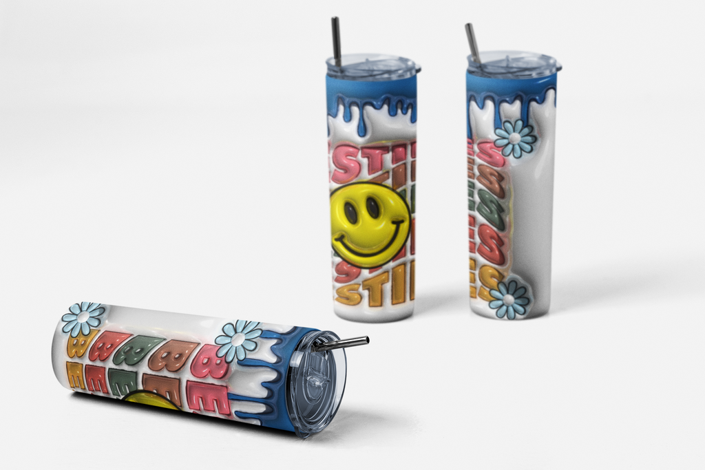 Besties Skinny Tumbler with Lid and Straw, Colorful Best Friends Gift