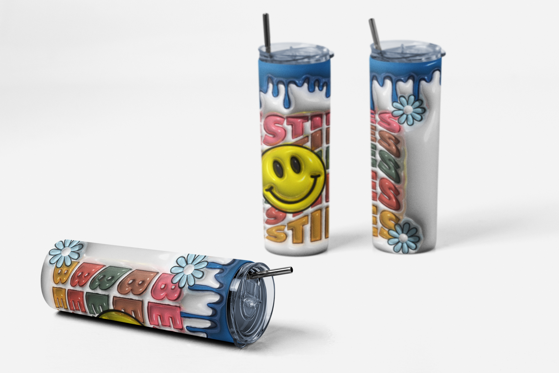 Besties Skinny Tumbler with Lid and Straw, Colorful Best Friends Gift