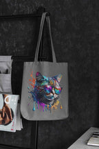 Color Splash Cool Cat Tote Bag, Spacious, Trendy Design