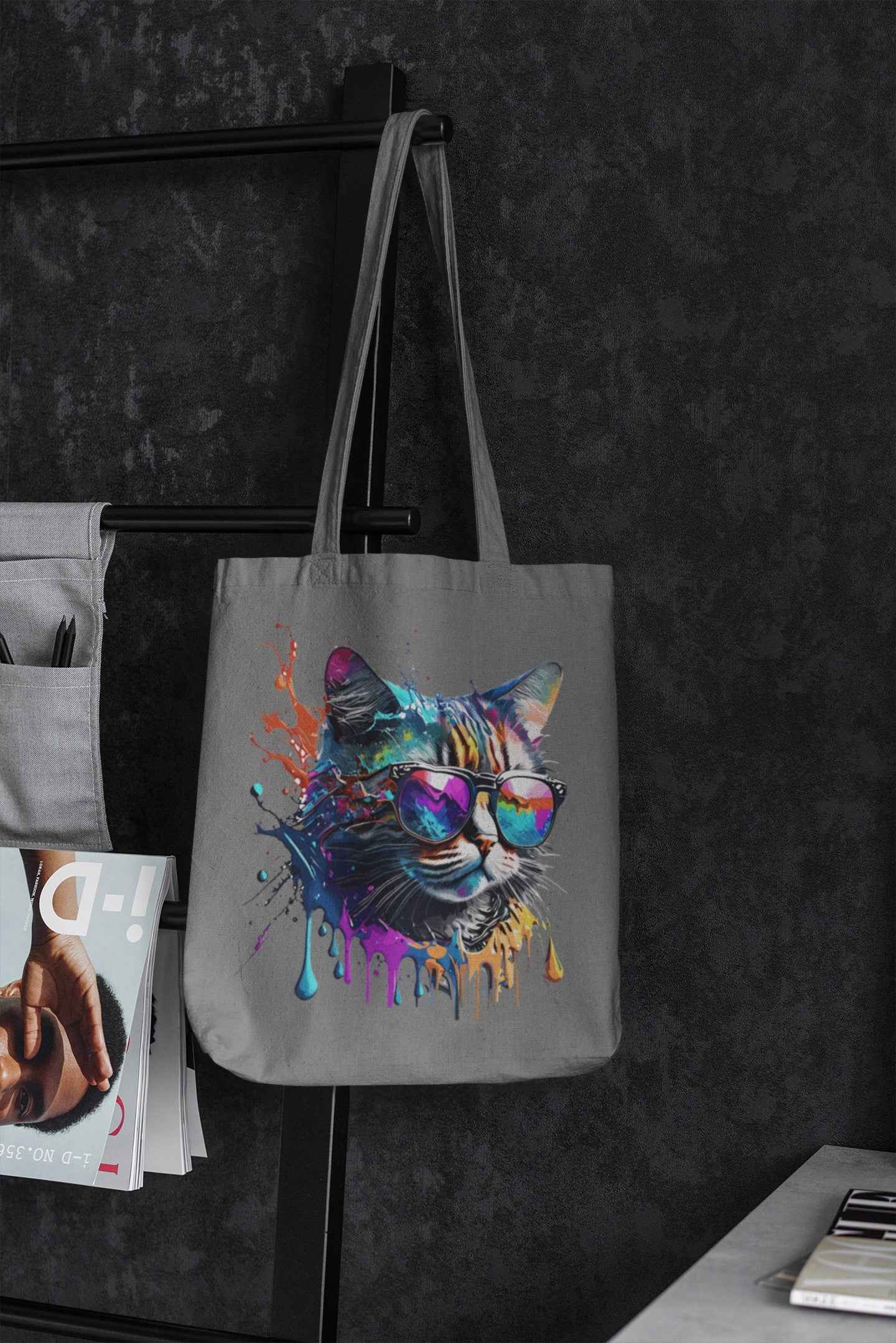 Color Splash Cool Cat Tote Bag, Spacious, Trendy Design