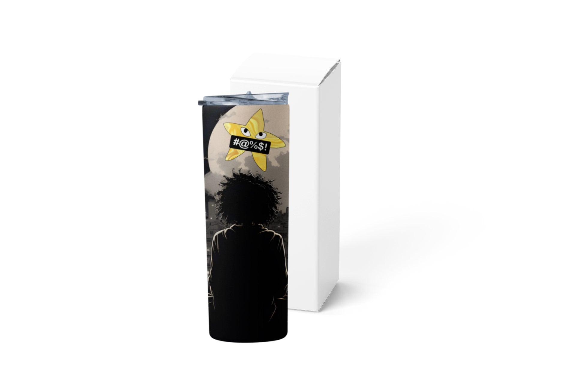 Tumbler with a cartoon character design on a white background