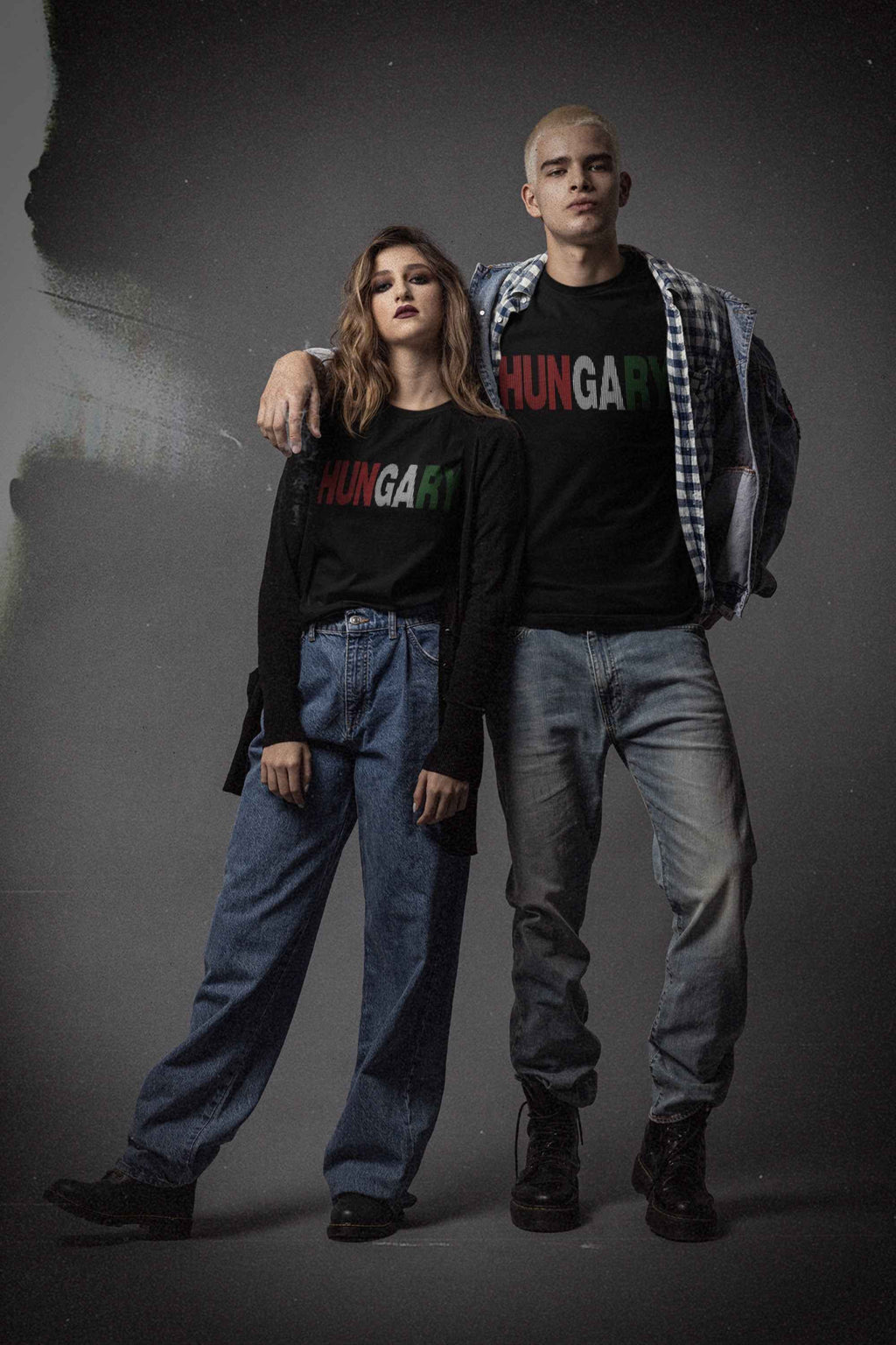 Hungarian Pride T-Shirt, Black Cotton, Striped Font Design