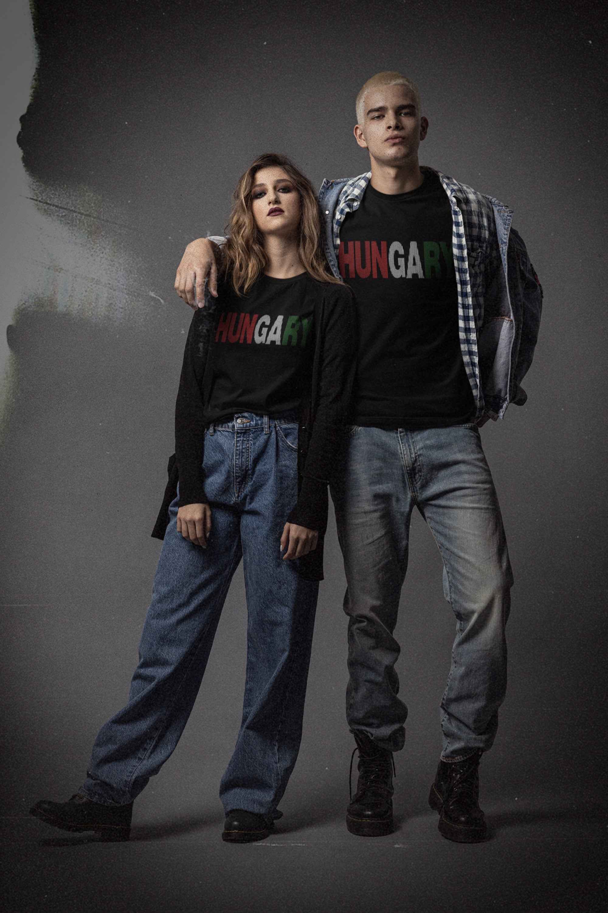 Hungarian Pride T-Shirt, Black Cotton, Striped Font Design