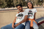 Hungarian Flag Messy Bun Graphic T-Shirt, White Cotton, Sunglasses Design