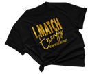 I Match Energy Sarcastic Graphic T-Shirt, Black with Gold Text, Short Sleeve Cotton Tee
