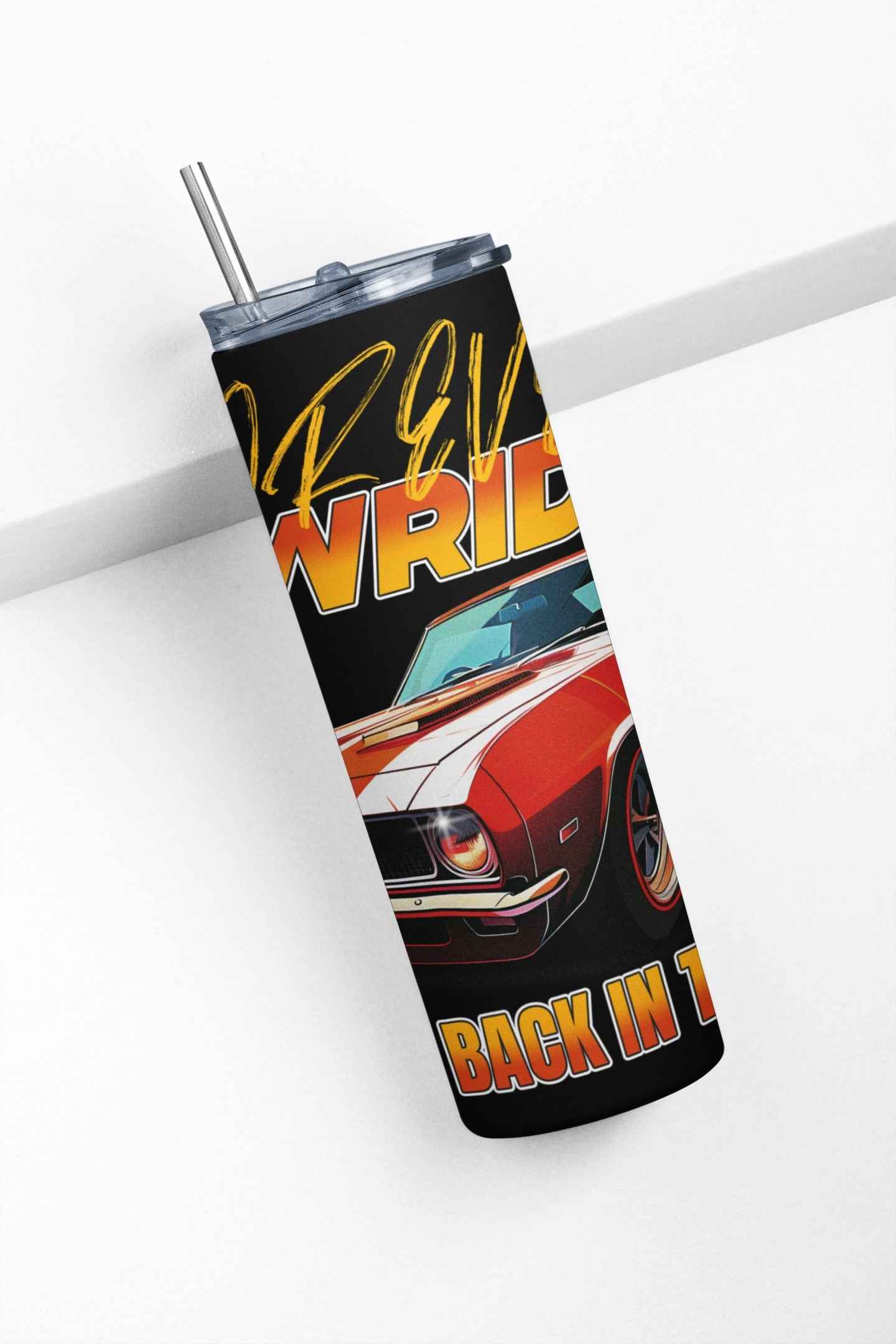 Classic Cars Design Stainless Steel Tumbler, 20oz Insulated, Black with Gradient Graphics