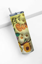 Let it Bee Custom Design Tumbler, Stainless Steel, 20 oz, Bee and Honeycomb Theme with Lid and Straw
