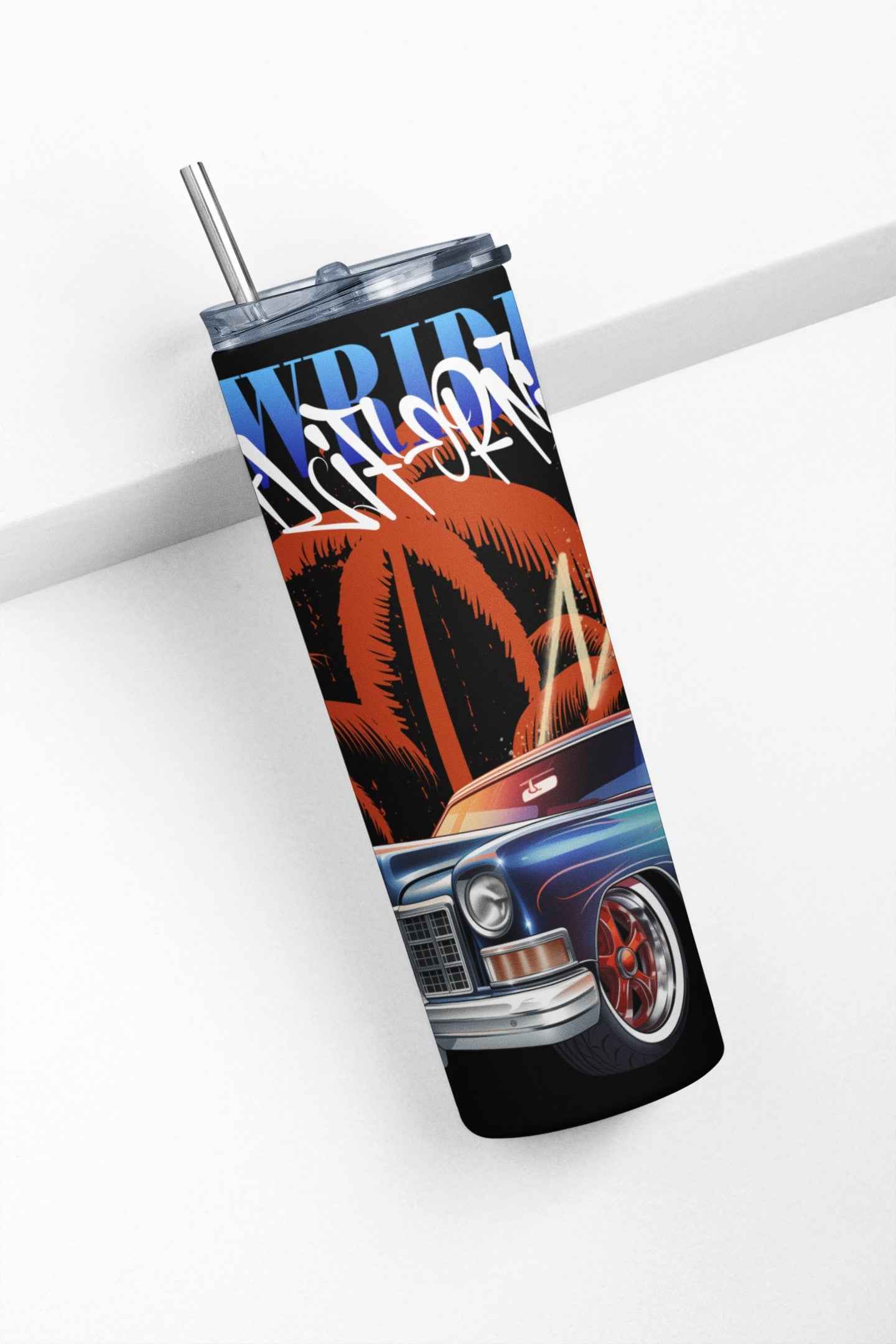 Classic Cars Design Stainless Steel Tumbler, 20oz Insulated, Black with Gradient Graphics