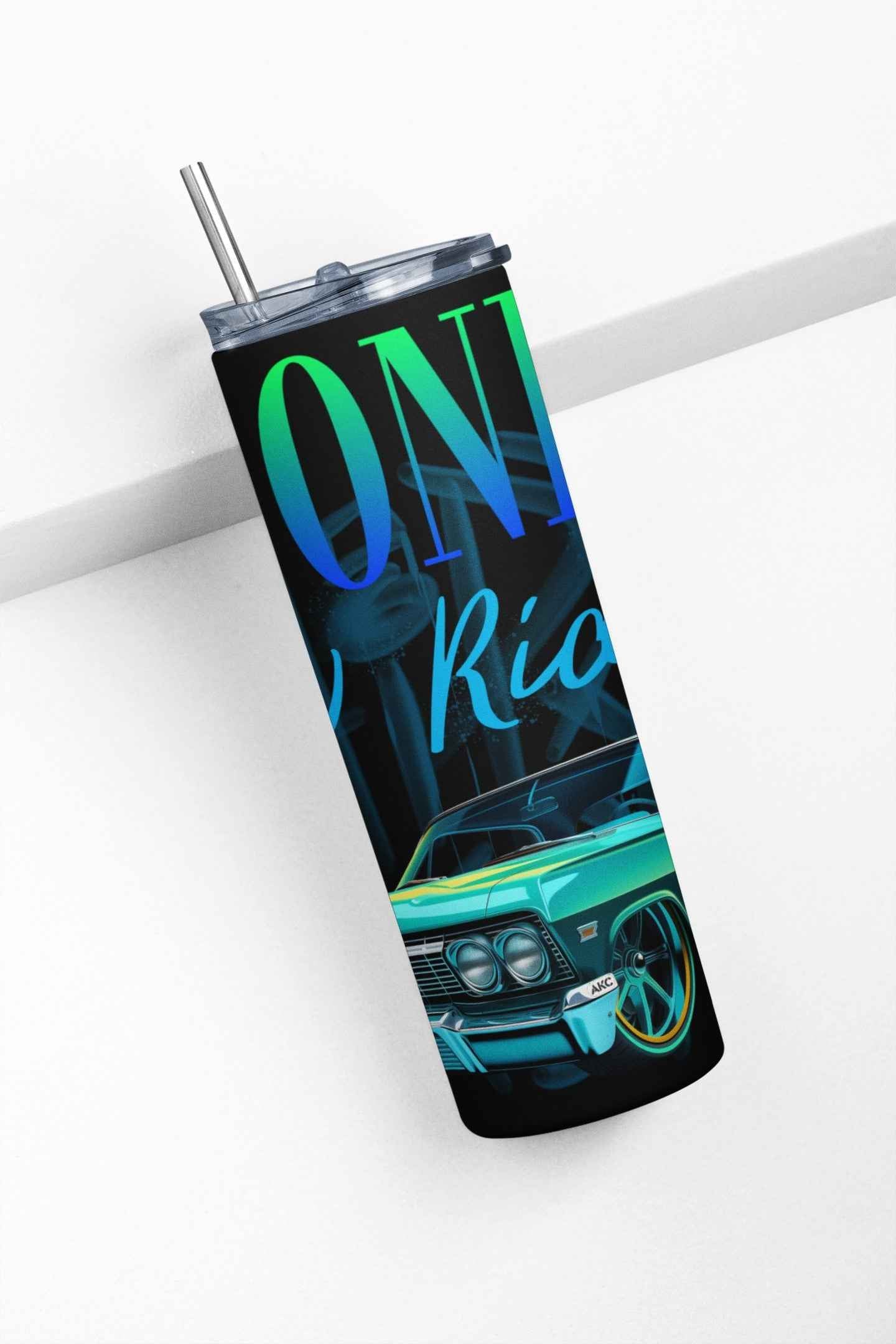 Classic Cars Design Stainless Steel Tumbler, 20oz Insulated, Black with Gradient Graphics