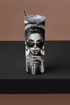 FERAL Stylish Stainless-Steel Tumbler with Straw, Hot/Cold Insulated, 20 oz