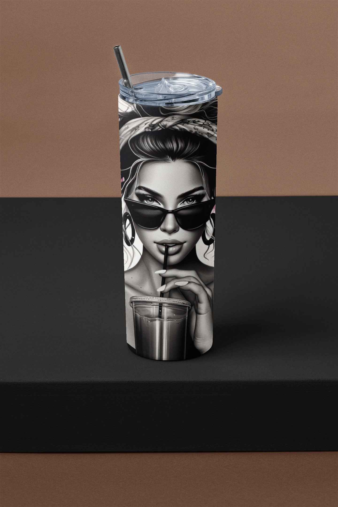 FERAL Stylish Stainless-Steel Tumbler with Straw, Hot/Cold Insulated, 20 oz