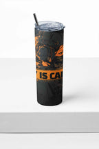 Passionate Tumbler with Straw, Military Design, Black and Orange Custom Graphics