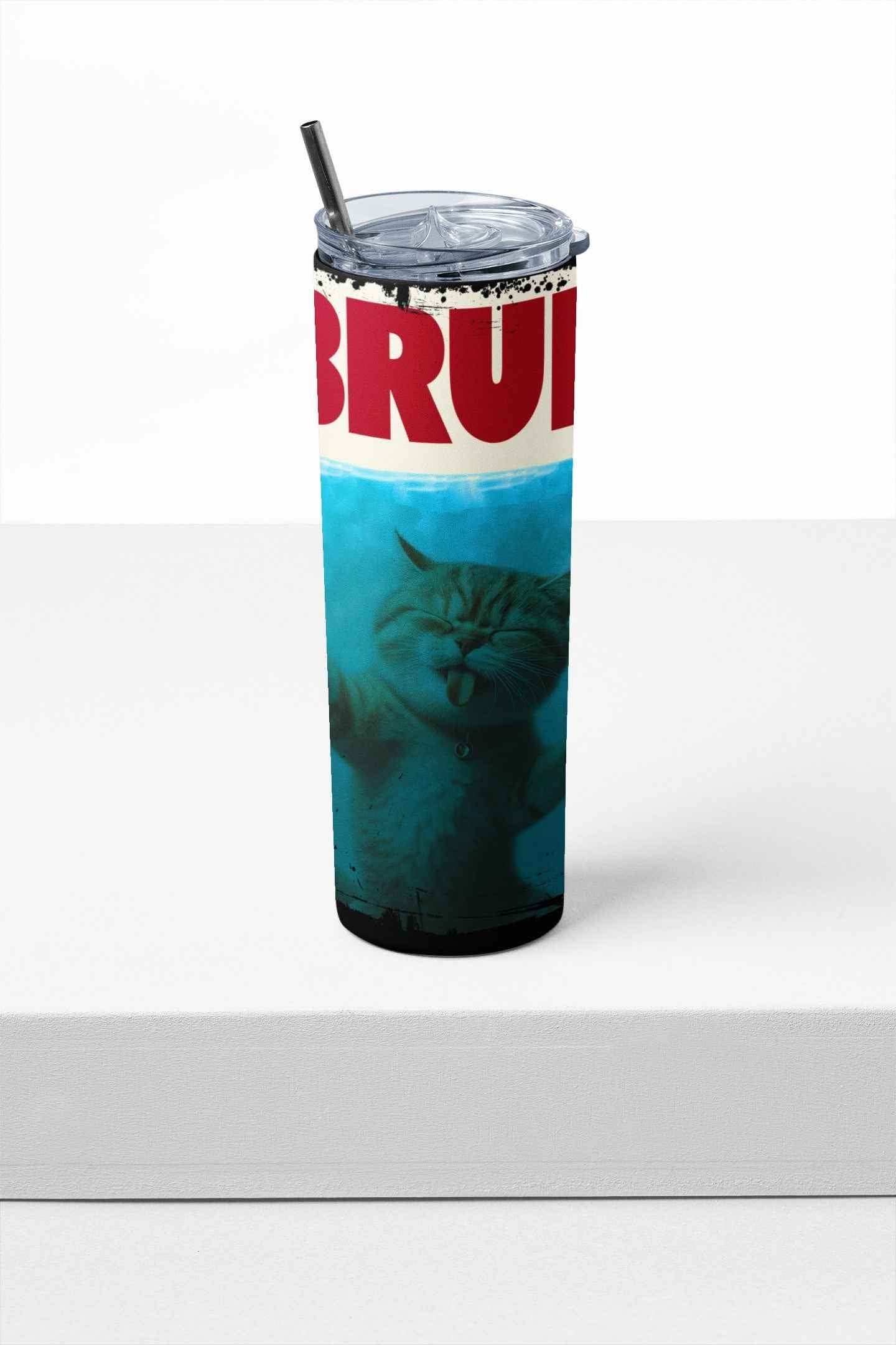 Bruh Cat Meme Insulated Tumbler, Stainless Steel Travel Cup with Lid and Straw