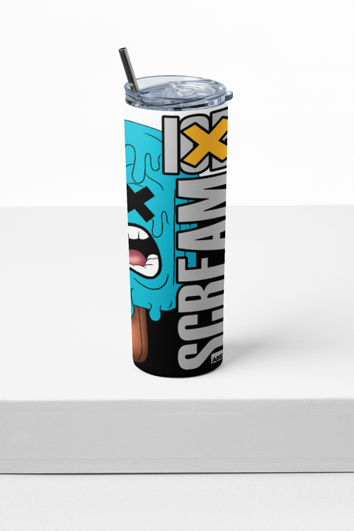 AKC-Reaction Ice Cream Scream Custom Design 20 oz Insulated Tumbler, Colorful Graphic Print (Tumbler 20 oz)