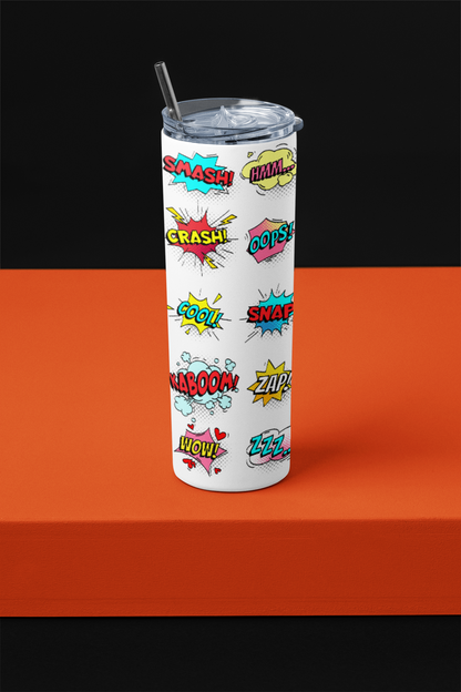 Comic Pattern Stainless Steel Tumbler - Classic Design, Durable Material, Ideal for Everyday Use