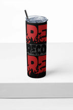 Real Recognize Real Stainless-Steel Tumbler, 20 oz Black and Red Design, Insulated Cup with Lid and Straw