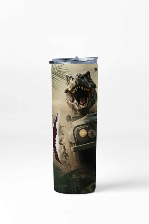 Adventure Ready Stainless-Steel Tumbler with Dinosaur Design, 20 oz Insulated Travel Cup with Straw and Lid