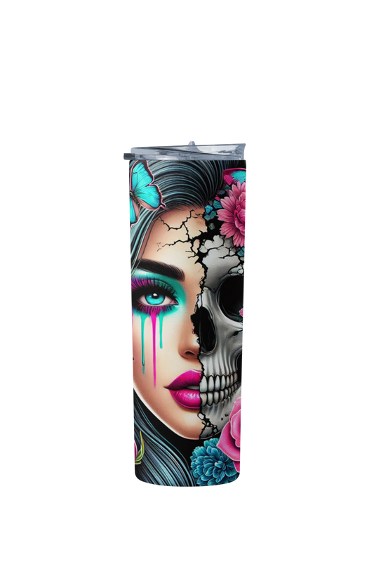 Sassy Sugar Skull 20 oz Stainless Steel Tumbler - Double-Walled Insulation, Stylish Design for On-the-Go Hydration - Flasks, Drinkware