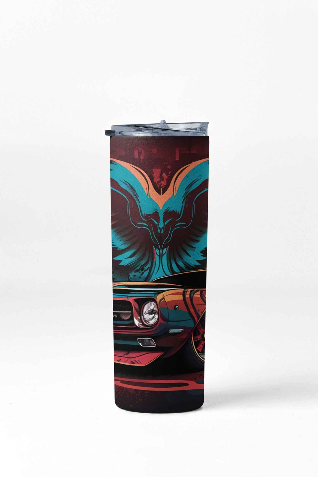 Classic Sport Car Stainless Steel Tumbler with Straw and Lid, 20 oz, Insulated Travel Cup with Vintage Muscle Car Design