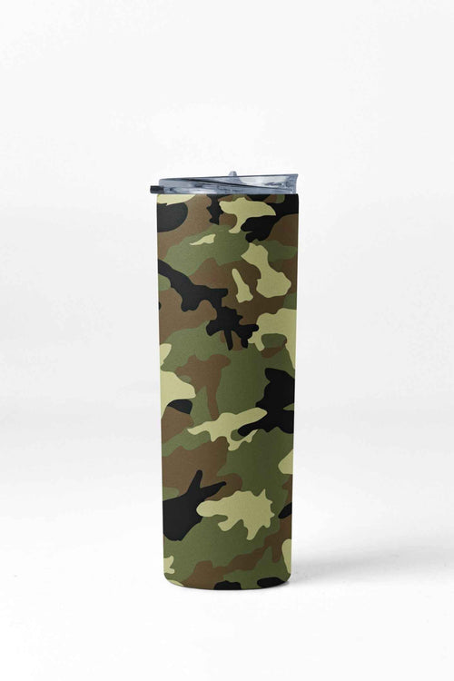 Camouflage Design Insulated Stainless Steel Tumbler with Lid and Straw, 20 oz