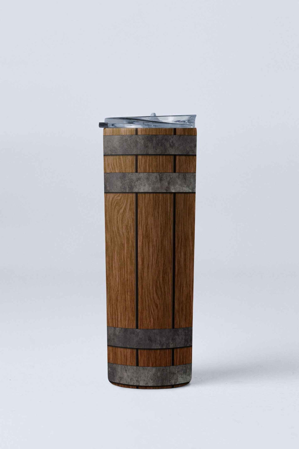 Rustic Wooden Barrel Design Tumbler Stainless Steel with Lid and Straw, 20 oz, Insulated Travel Cup