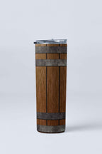 Rustic Wooden Barrel Design Tumbler Stainless Steel with Lid and Straw, 20 oz, Insulated Travel Cup