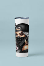 Stainless Steel Tumbler XOXO Artistic Design, 20oz Insulated Travel Cup with Straw Lid, White