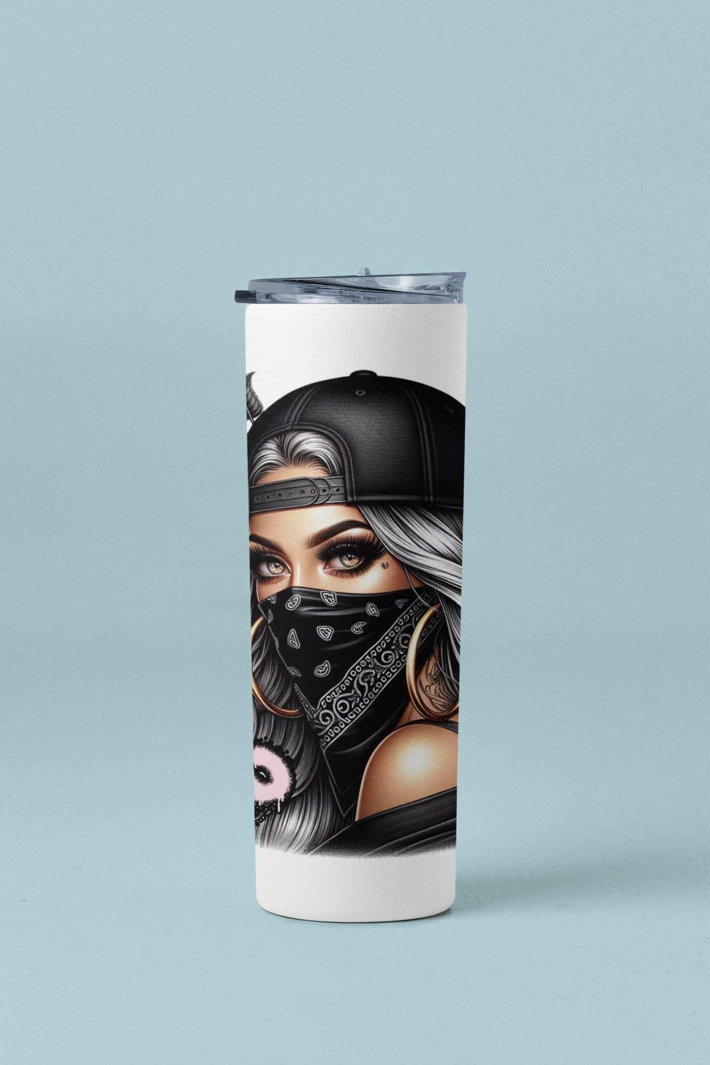 Stainless Steel Tumbler XOXO Artistic Design, 20oz Insulated Travel Cup with Straw Lid, White