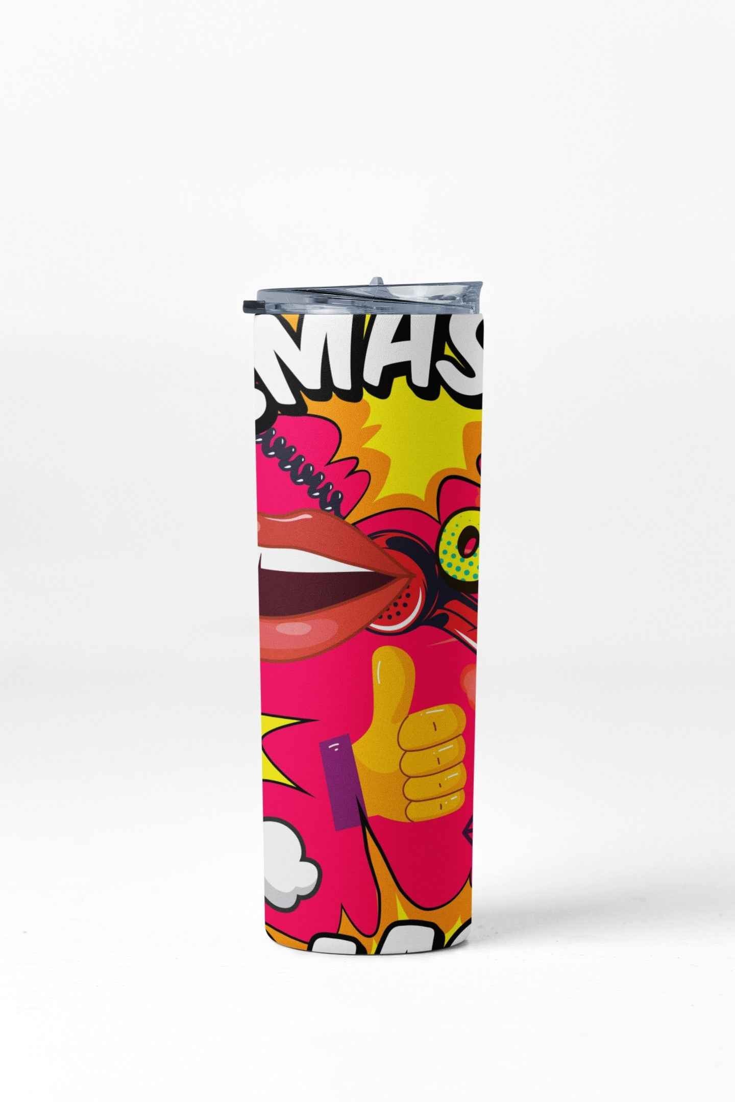 Comic Splash Colorful Pop Art Tumbler Stainless Steel, 20 oz, Colorful Pop Art Design