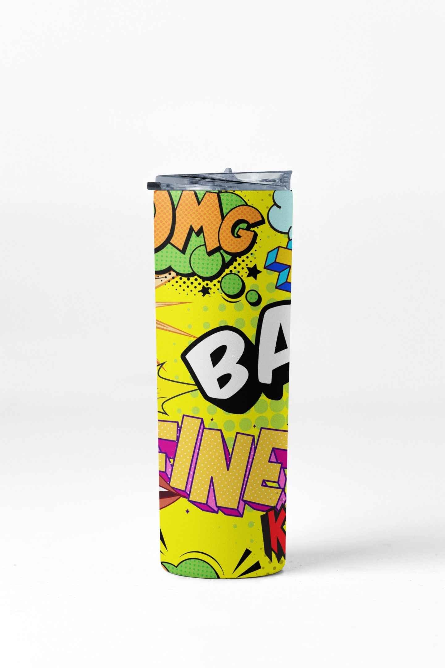 Comic Splash Colorful Pop Art Tumbler Stainless Steel, 20 oz, Colorful Pop Art Design