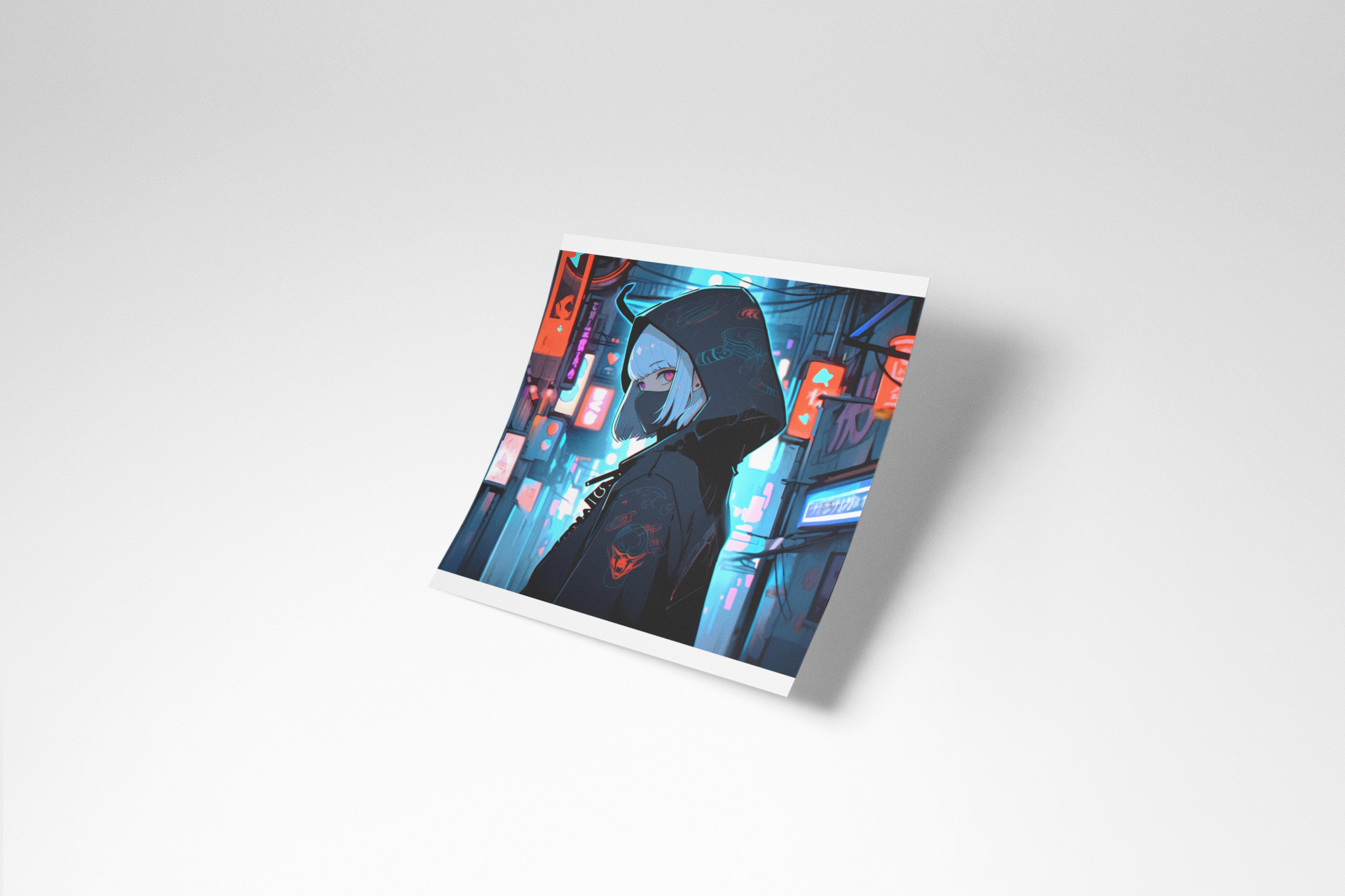 Book cover with a person in a hood against a colorful cityscape background
