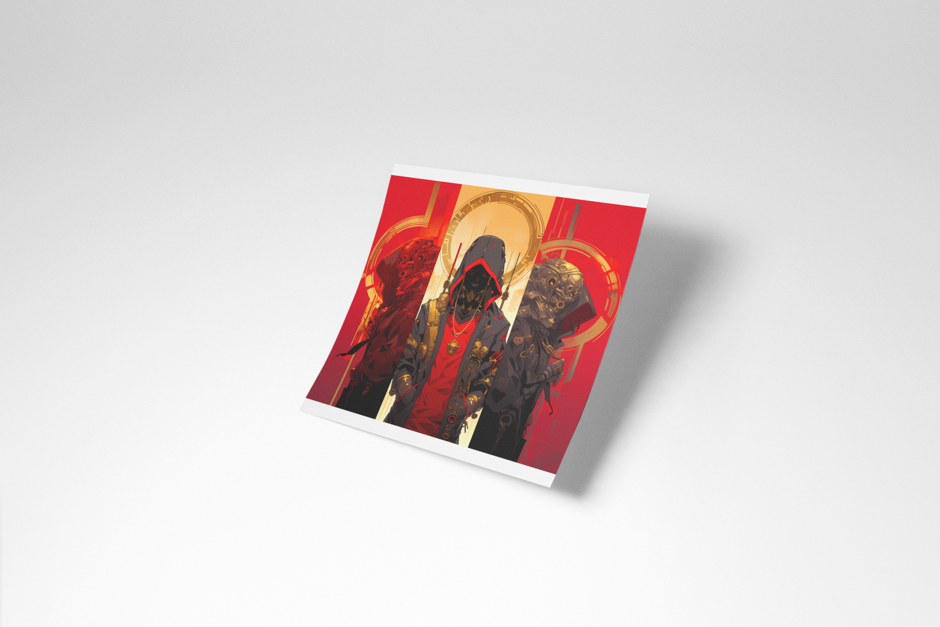Book or magazine cover with a red and gold design on a white background
