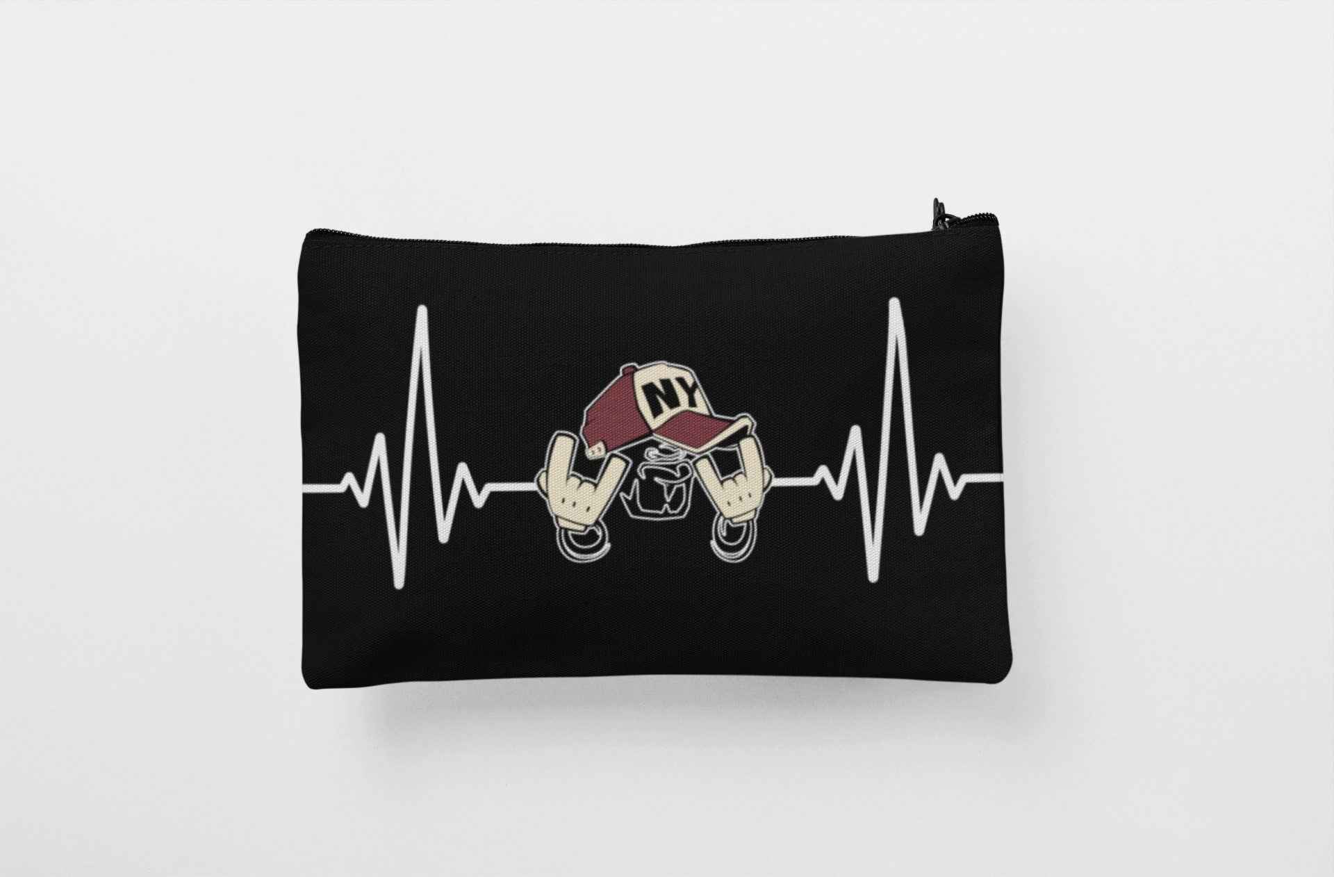 Urban Heartbeat Moneybag, Black, Graphic Print, Custom Design