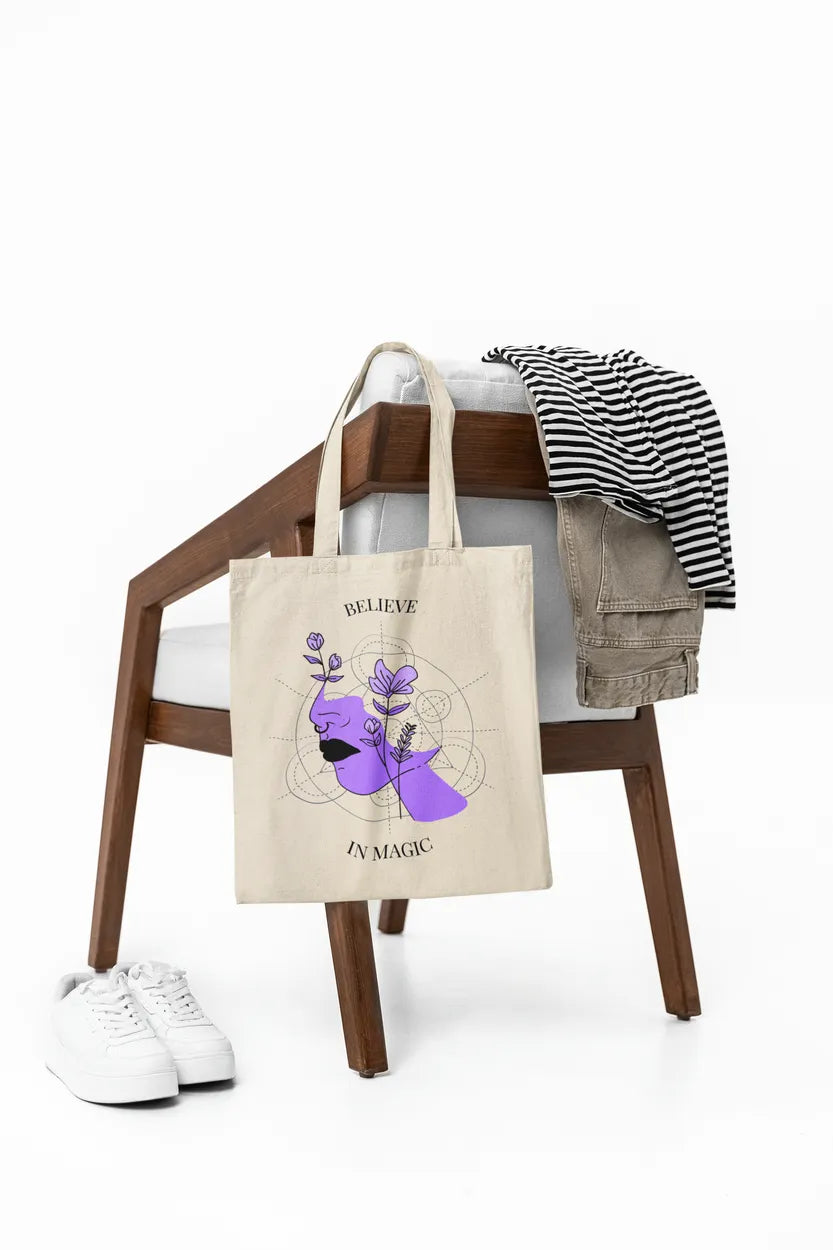 Believe in Magic, Reusable Canvas Shopping Tote