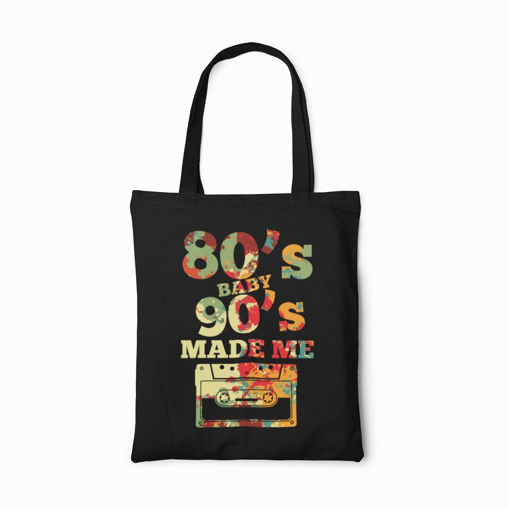 80's Baby Retro Cassette Tape Canvas Reusable Shopping Bag 80s 90s Theme Design