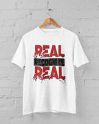Real Recognize Real Graphic T-Shirt, Black and Red Design, Short Sleeve