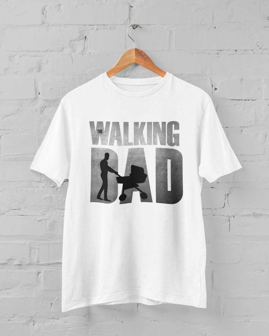 The Walking Daddy T-Shirt, Funny Stroller Design, Black or White Cotton Casual Tee