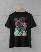 Monster Graphic T-Shirt, Black Cotton, Cinematic Design