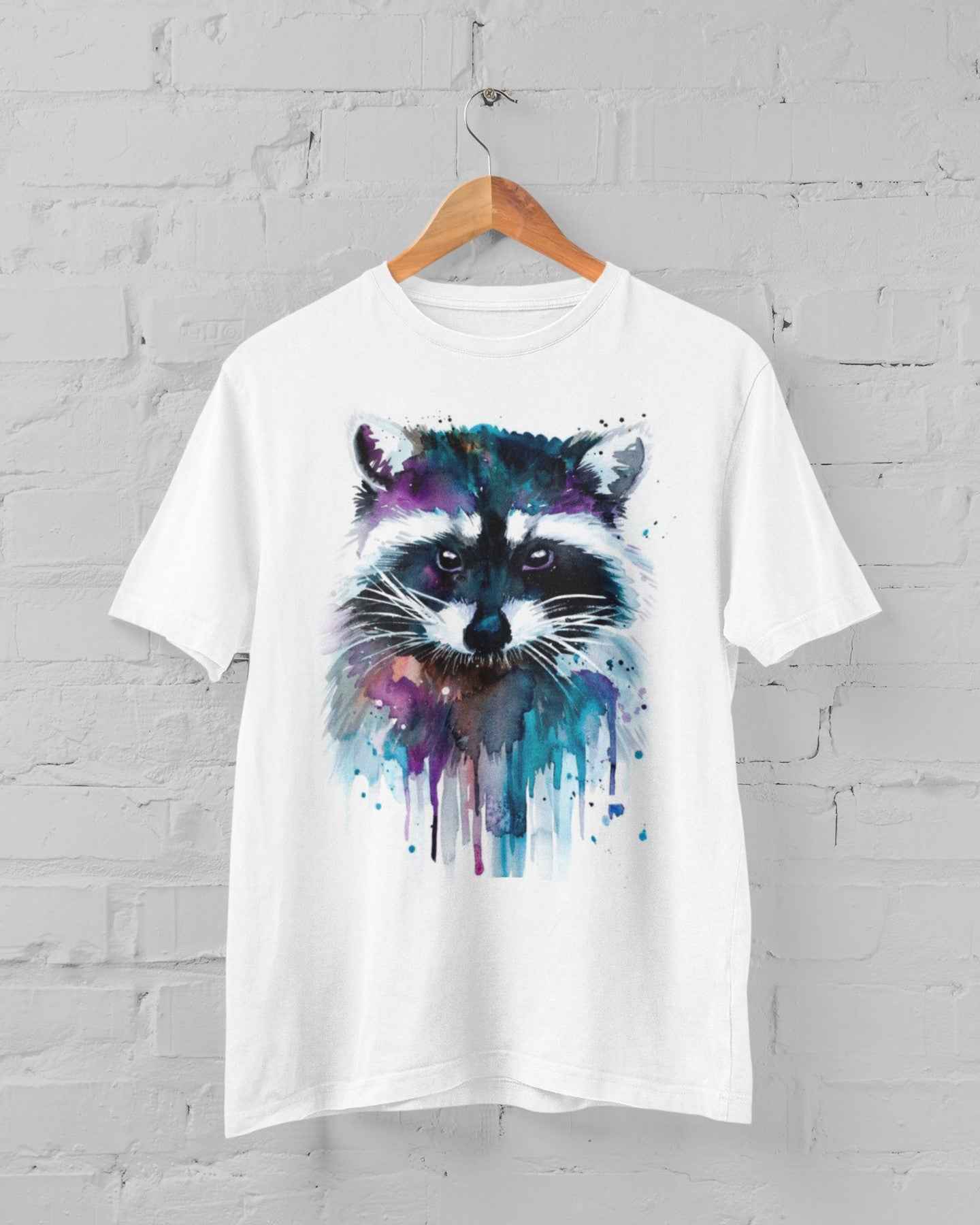 Watercolor Animal Graphic T-Shirt, White, Color Splash Design, Short Sleeve Casual Tee