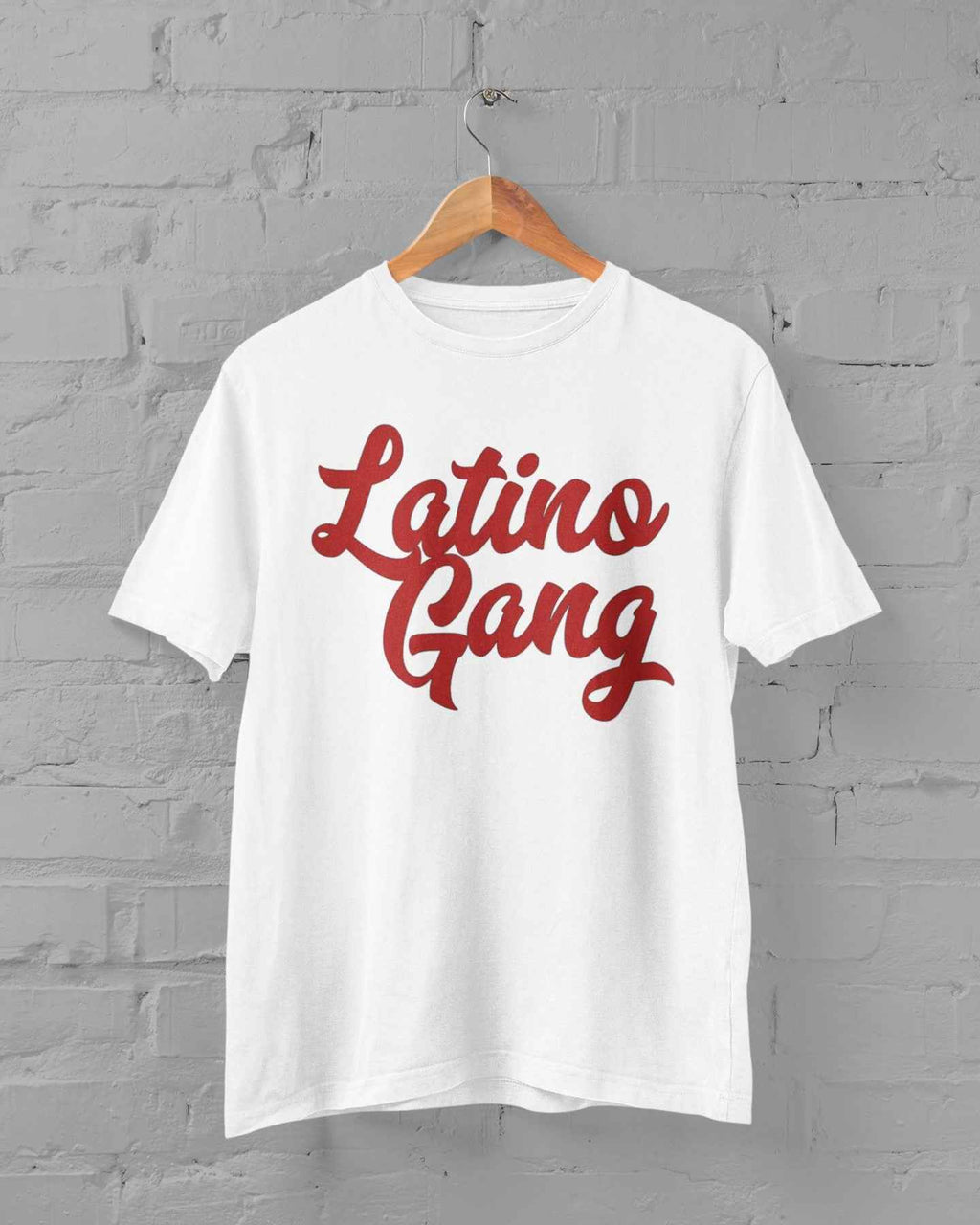 Latino Gang Custom Retro Design T-Shirt, Black with Red Text, Short Sleeve Graphic Tee