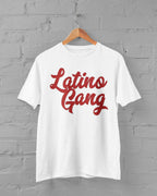 Latino Gang Custom Retro Design T-Shirt, Black with Red Text, Short Sleeve Graphic Tee