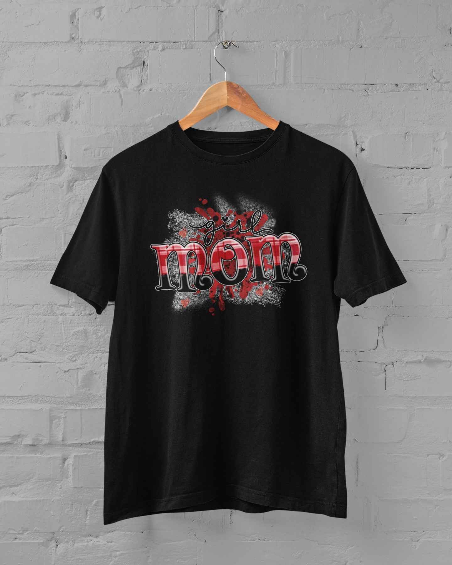 Girl Mom Graphic Iron-On Transfer, Red and Black Design, 9", DTF Heat Transfer