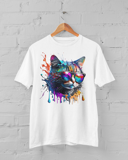 Color Splash Cool Cat Collection - Trendy T-shirt, Mug and Canvas Bag Bundle