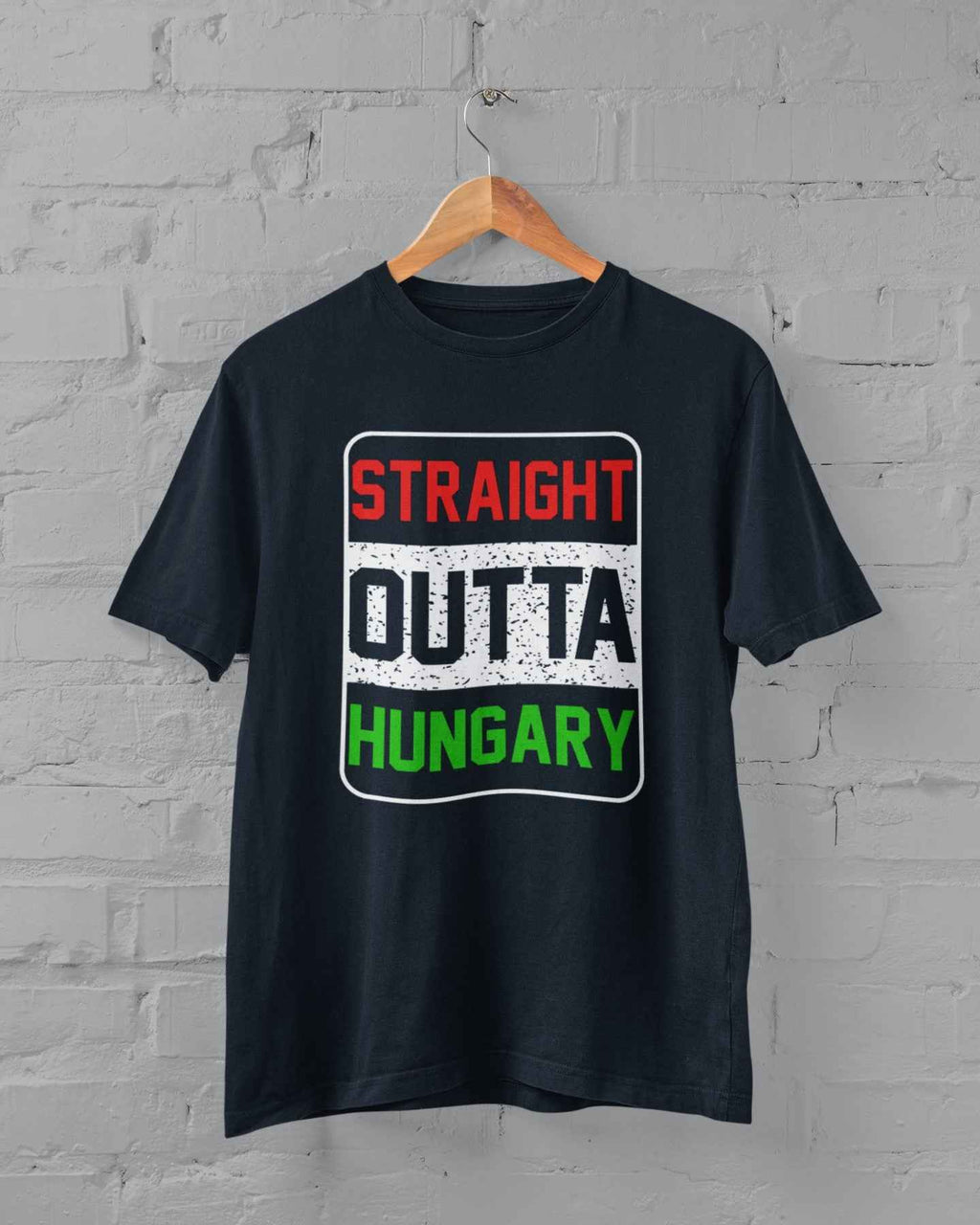 Straight Outta Hungary T-Shirt, Navy Blue, Adult Graphic Tee