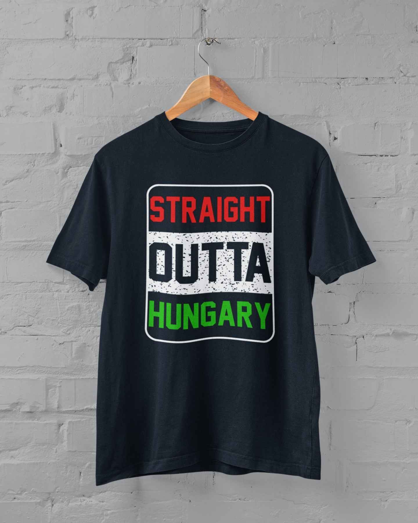 Straight Outta Hungary T-Shirt, Navy Blue, Adult Graphic Tee
