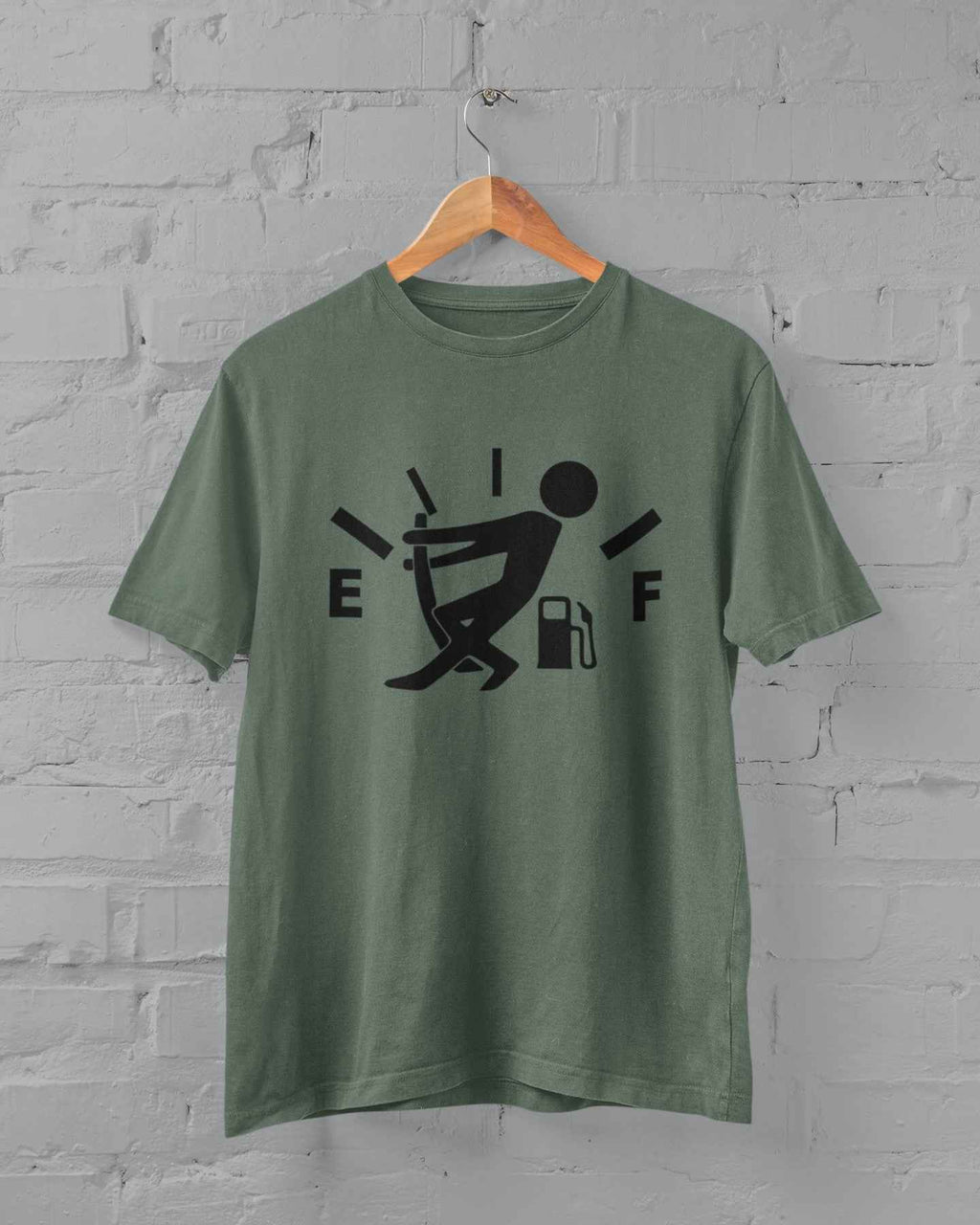 Funny Gas Gauge Graphic T-Shirt, Green or White