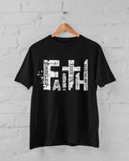 Faith Christian Graphic T-Shirt, Brown Cotton, Religious Scripture Design, Size S