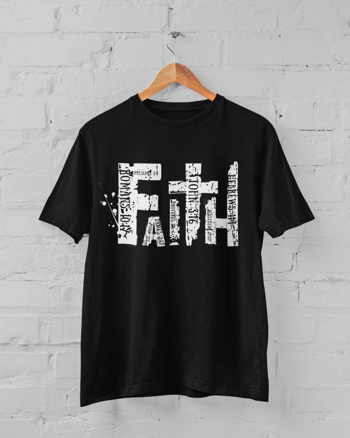 Faith Christian Graphic T-Shirt, Brown Cotton, Religious Scripture Design, Size S