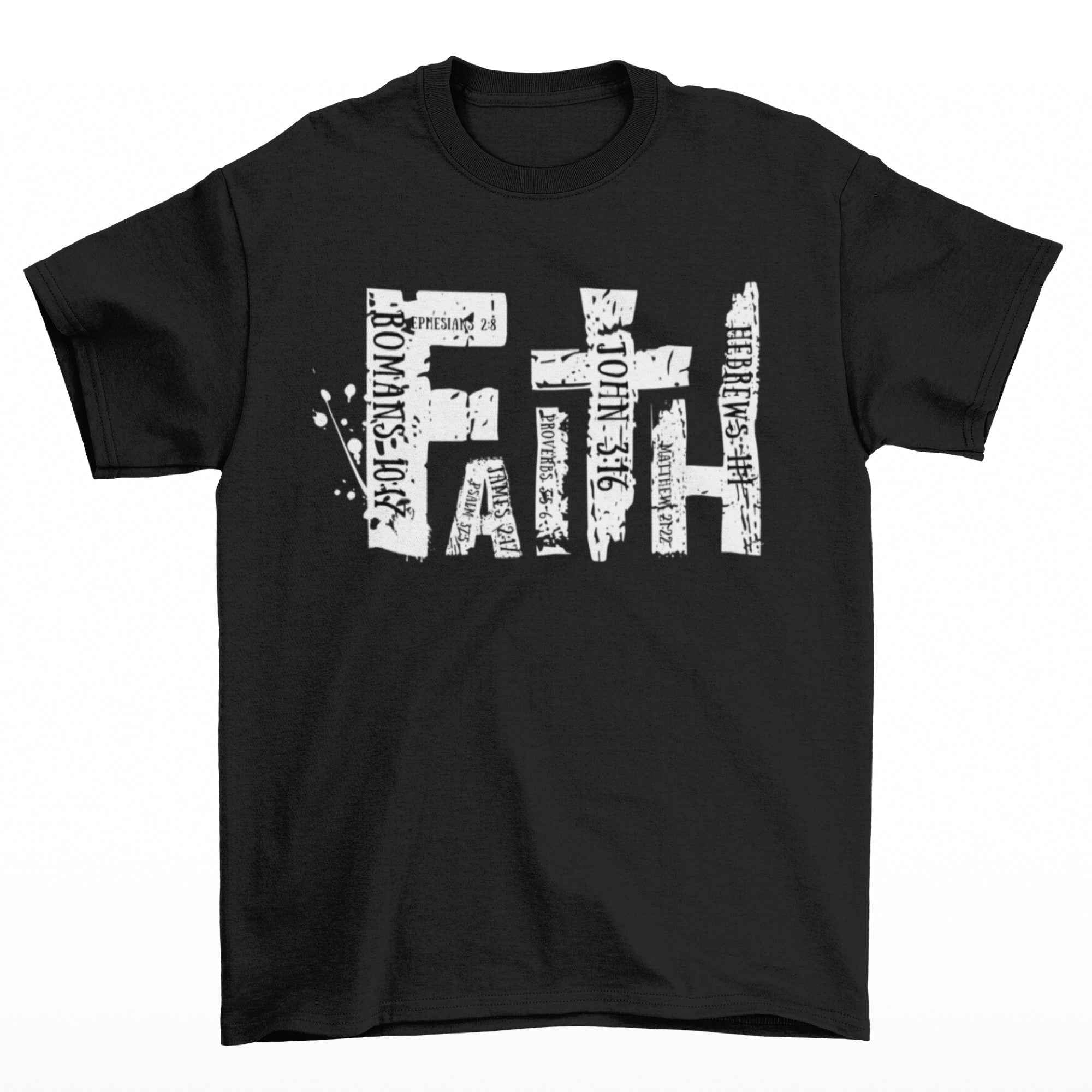 Faith Christian Graphic T-Shirt, Brown Cotton, Religious Scripture Design, Size S